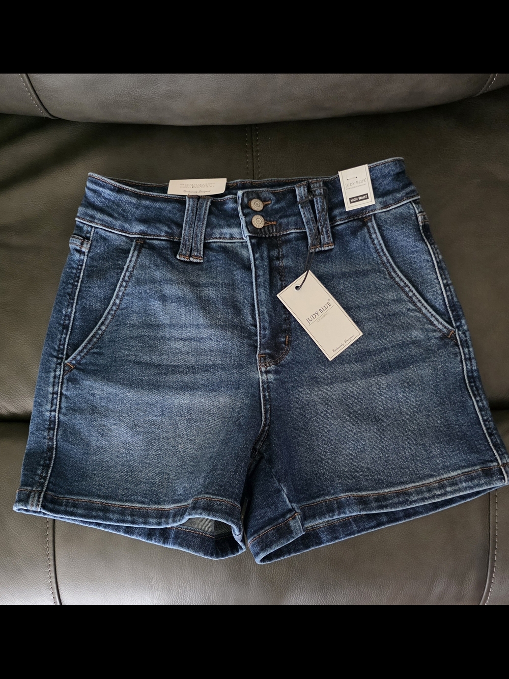 NWT Judy Blue Medium High Waist Double Button Jean Shorts JB150307 DK